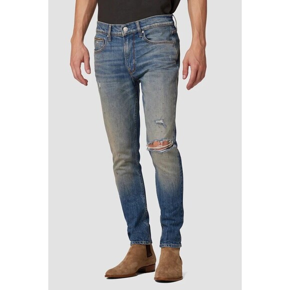 Hudson NWT Zack Skinny Jean Mens size 34x32 Gallery Distressed Ripped Splatter - Picture 1 of 14